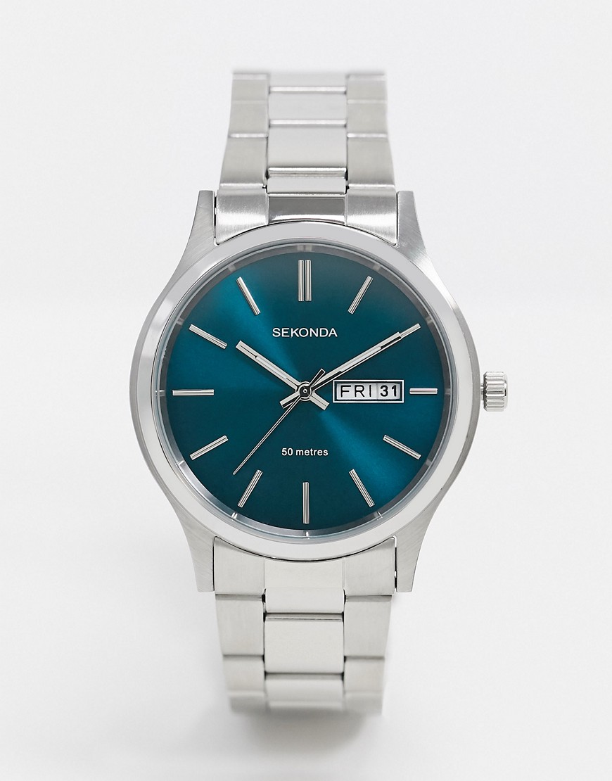 Sekonda bracelet watch in silver with blue dial exclusive to Asos