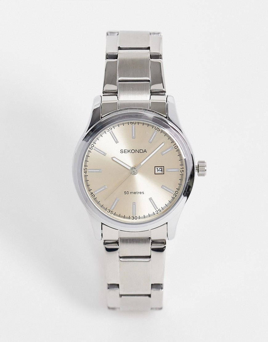 Sekonda bracelet watch with pale tan dial in silver