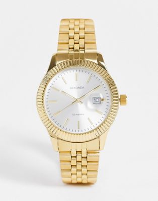 Sekonda bracelet watch with silver face in gold