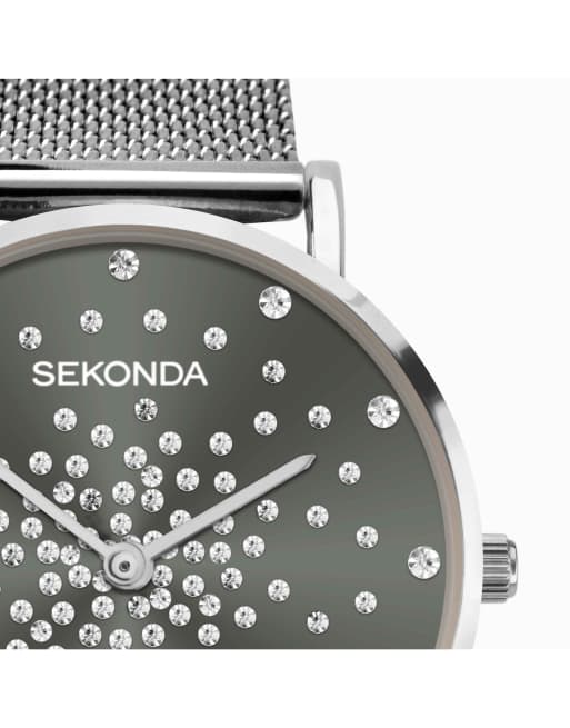 Sekonda – Celeste – Damenuhr mit grauem Zifferblatt mit 38 mm Durchmesser und Edelstahlarmband, 3 von 4
