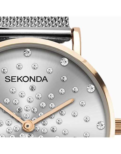 Sekonda – Celeste – Damenuhr mit silberfarbenem Zifferblatt mit 38 mm Durchmesser und Edelstahlarmband, 4 von 4