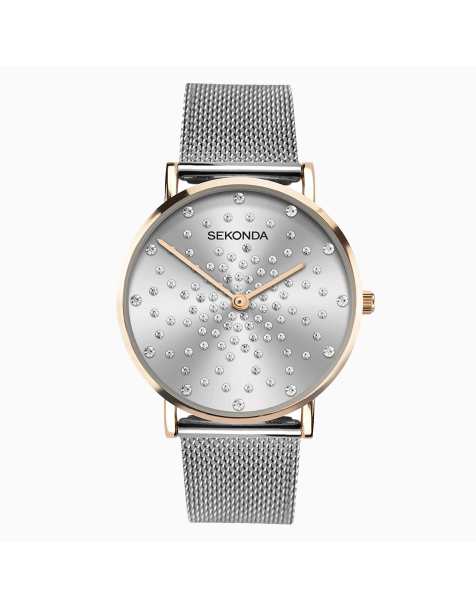 Sekonda - Celeste - Montre pour femme à cadran argenté 38 mm et bracelet maille en acier inoxydable - view 1