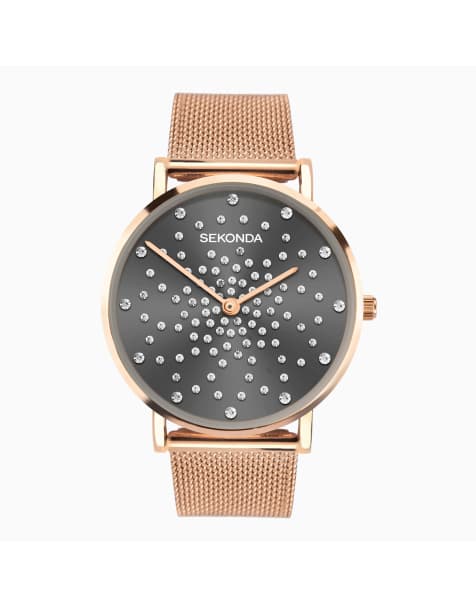 Sekonda - Celeste - Orologio da donna da 38mm con quadrante grigio e bracciale a rete in acciaio inossidabile - view 1