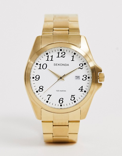 Sekonda chronograph bracelet watch in gold