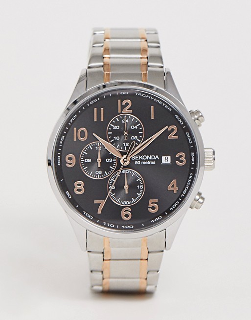 Sekonda chronograph bracelet watch in mixed metal exclusive to ASOS