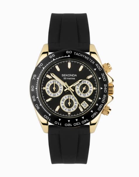 Sekonda Circuit Mens 39mm Analogue Watch With Gold Case And Silicone Strap With Black Dial - view 1