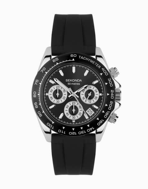 Sekonda Circuit Mens 39mm Analogue Watch With Silver Case And Silicone Strap With Black Dial - view 1