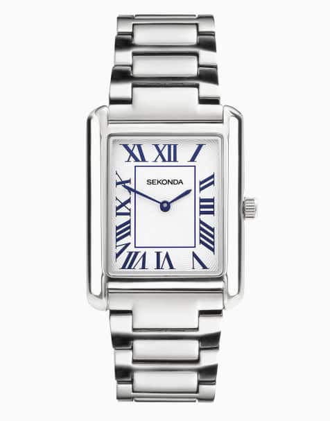 Sekonda clement 28mm rectangular silver watch in silver - SILVER - view 1