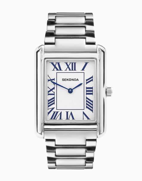 Sekonda Clement 32mm mens rectangular silver analogue watch with silver bracelet in silver - view 1