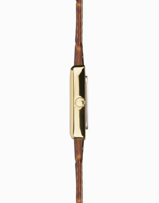 Sekonda colette 22mm rectangular gold tone watch in brown, 3 of 4