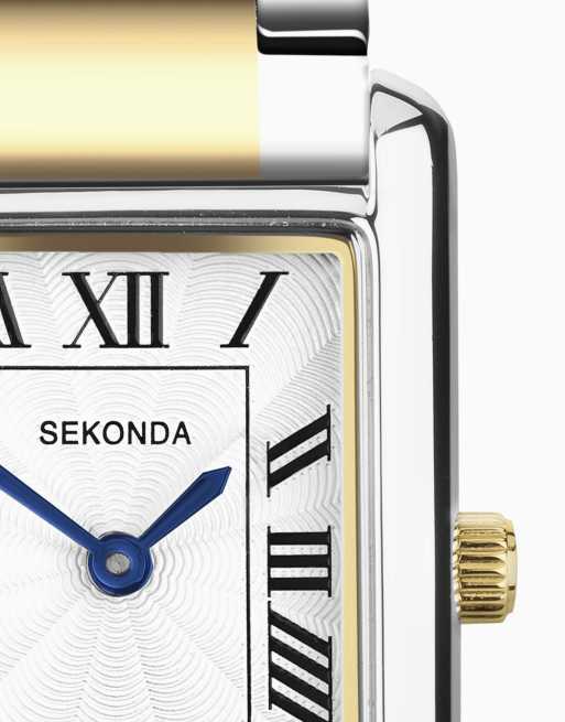 Sekonda colette 22mm rectangular two tone watch in silver, 3 of 4