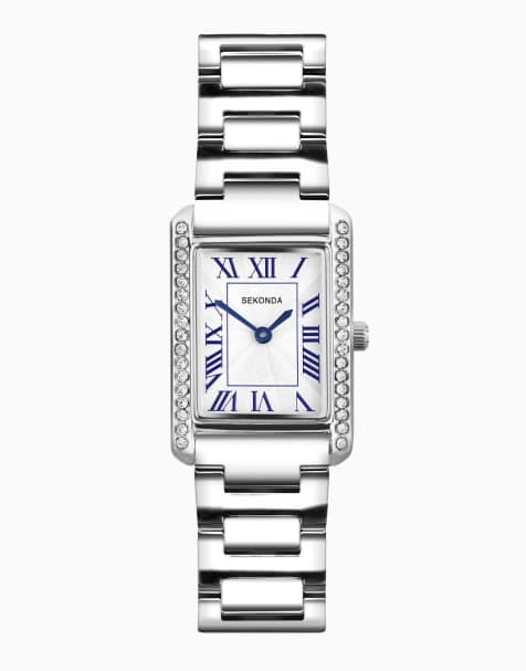 Sekonda Colette 22mm womens rectangular silver analogue watch in silver - view 1