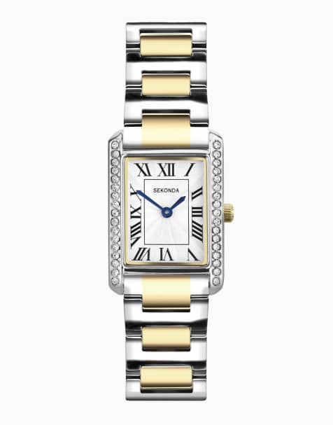 Sekonda Colette 22mm womens rectangular two tone analogue watch in silver - view 1