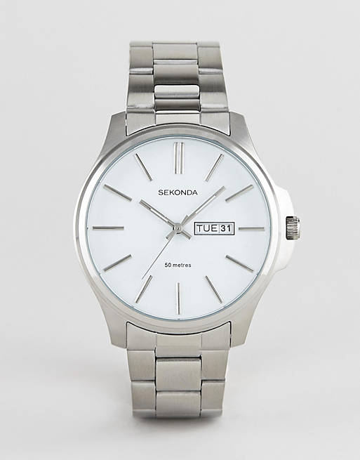 Sekonda date dial bracelet watch in silver