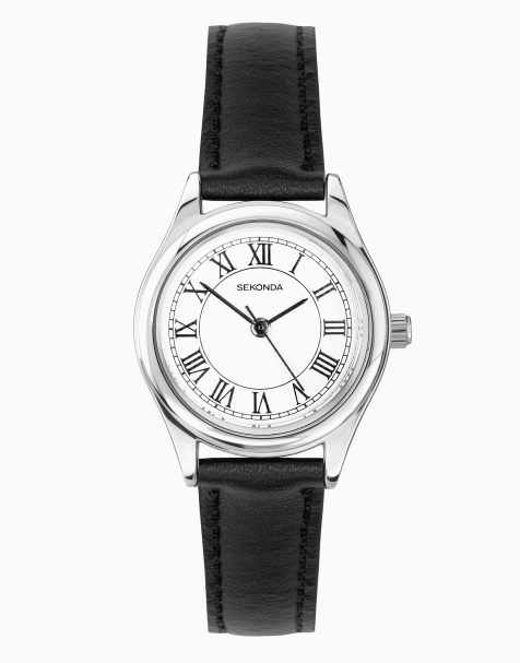 Sekonda evans 25mm round silver watch in black - BLACK - view 1