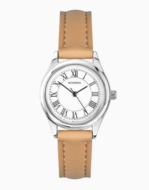 Sekonda Evans 25mm womens round silver analogue watch in brown - view 1