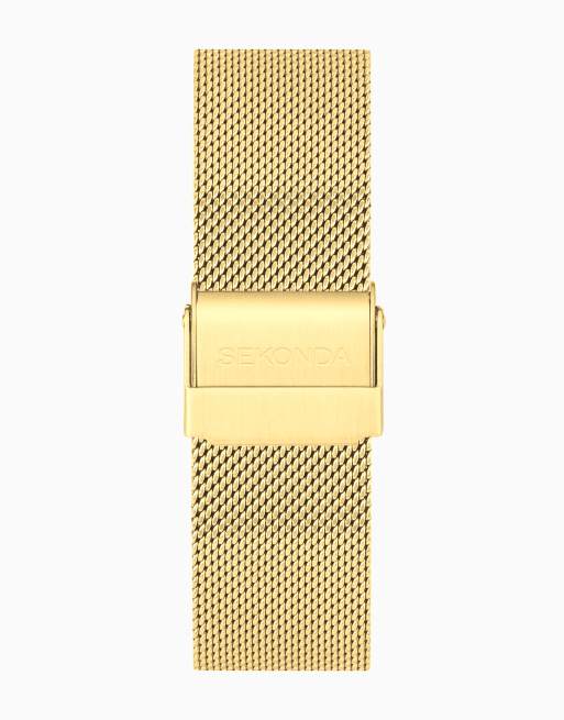 Sekonda Flex plus 42mm unisex round gold smartwatch with gold mesh strap in gold, 2 of 7