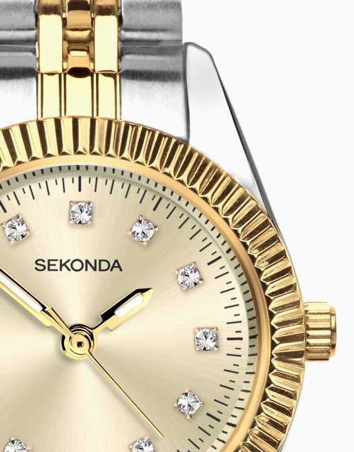 Sekonda francis 26mm round two tone watch in silver, 3 of 4
