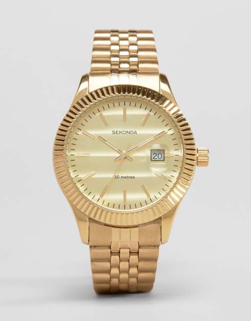 Sekonda men's gold plated bracelet outlet watch