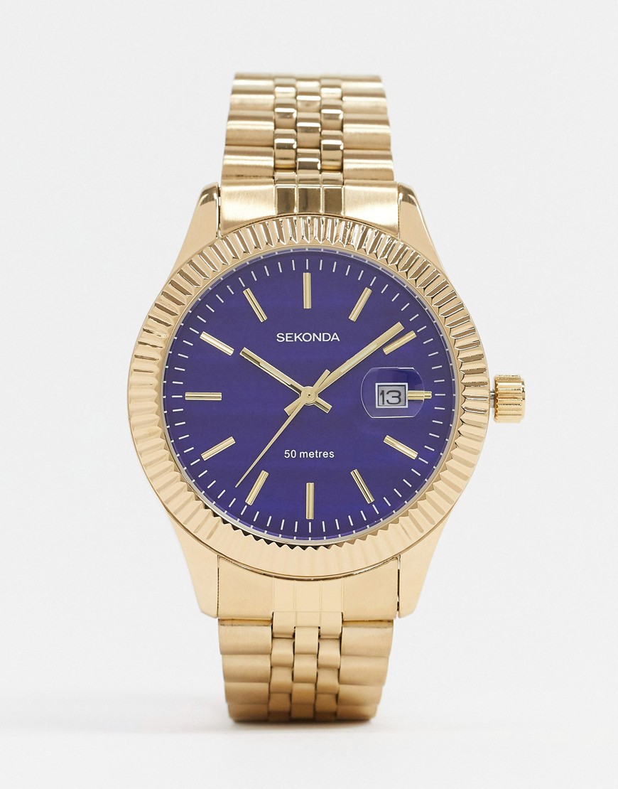 Sekonda Gold Bracelet Watch With Blue Dial Exclusive To ASOS