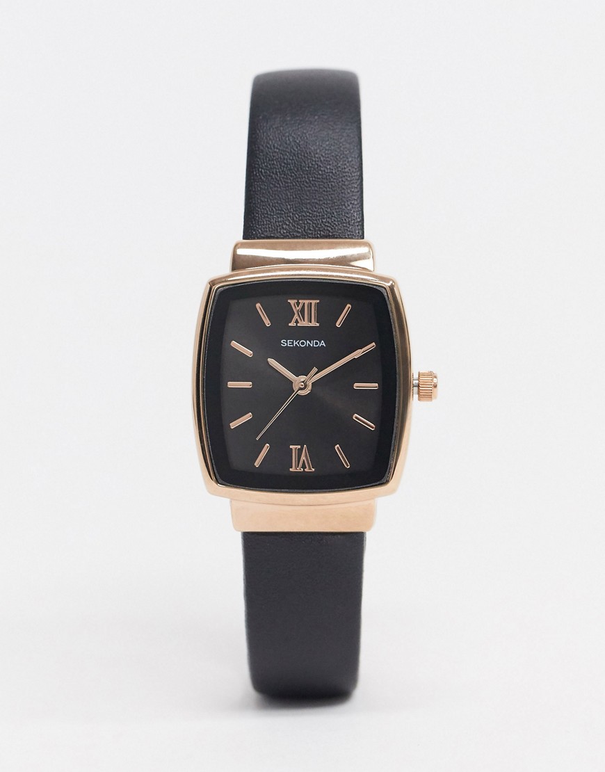 Sekonda Hexagonal leather watch in Black