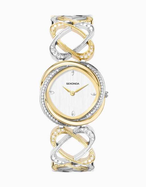 Sekonda - Hidden Hearts - Montre pour femme à cadran argenté 30 mm avec bracelet en alliage