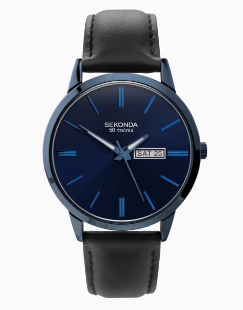 Sekonda jackson 40mm round blue watch in blue - BLACK - view 1