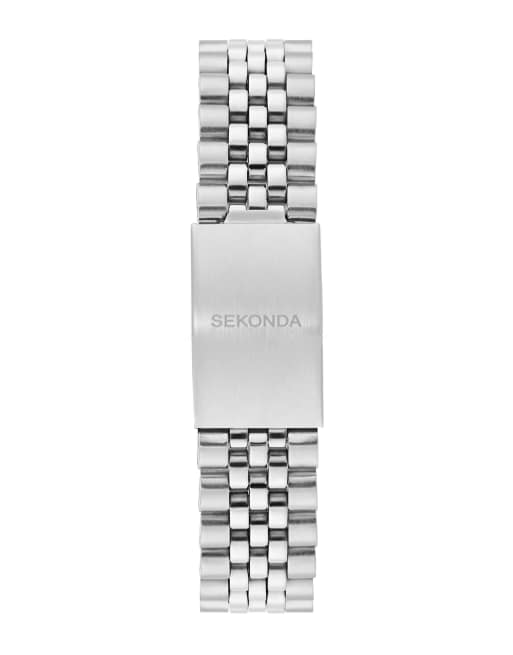Sekonda King 40mm mens round silver analogue watch with silver bracelet in silver, 2 of 6