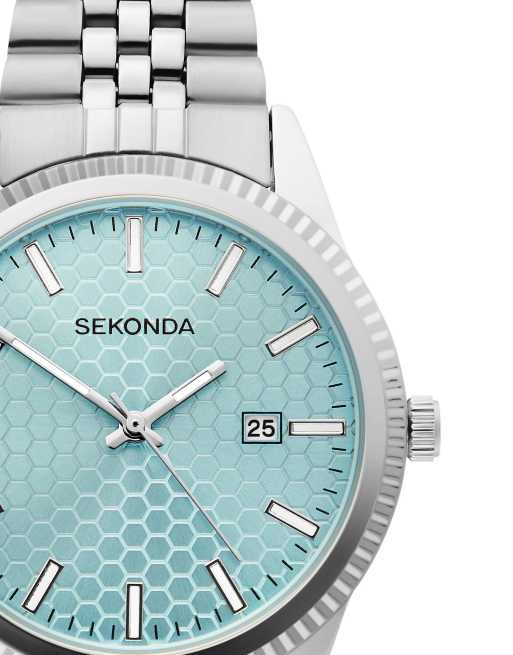 Sekonda King 40mm mens round silver analogue watch with silver bracelet in silver, 4 of 6