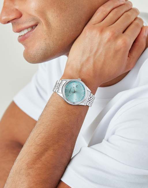 Sekonda King 40mm mens round silver analogue watch with silver bracelet in silver, 5 of 6