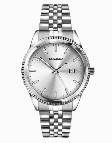 Sekonda king 40mm round silver watch in silver - view 1