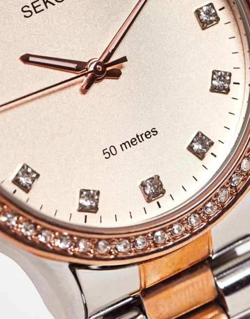 Sekonda silver and rose gold clearance watch