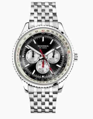 Sekonda maverick bracelet watch with black dial in silver