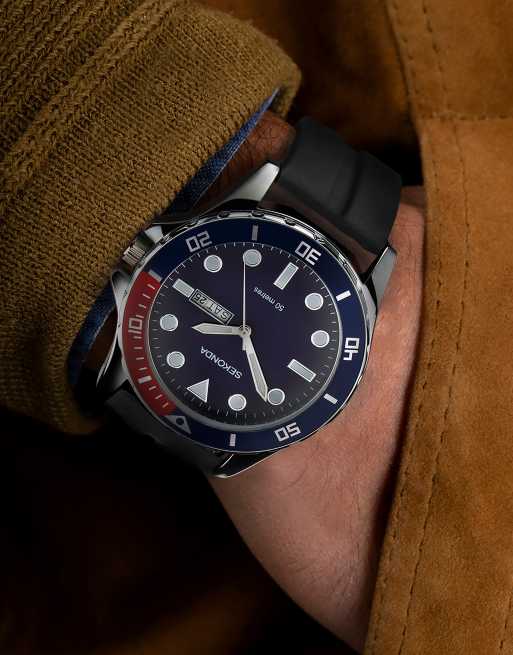 Sekonda - Mens Balearic - Orologio con quadrante blu da 46mm con cinturino in gomma, 4 di 4