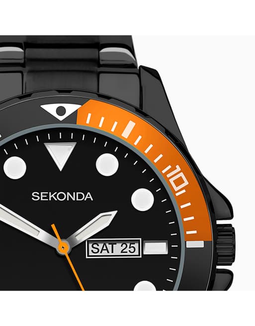 Sekonda - Mens Balearic - Orologio con quadrante nero da 46mm con bracciale in acciaio inossidabile, 4 di 4