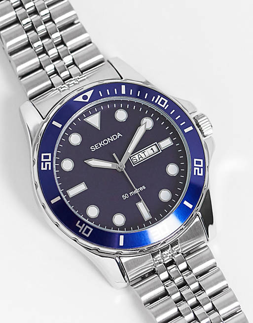Sekonda mens bracelet watch with blue dial