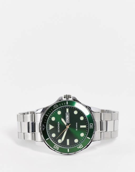 Sekonda mens bracelet watch with green dial