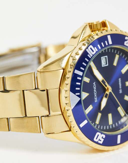 Gold watch navy face new arrivals