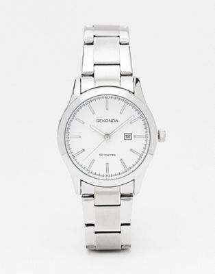 Sekonda mens bracelet watch with white dial in silver - ASOS Price Checker