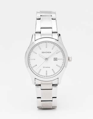 Sekonda mens bracelet watch with white dial in silver - ASOS Price Checker