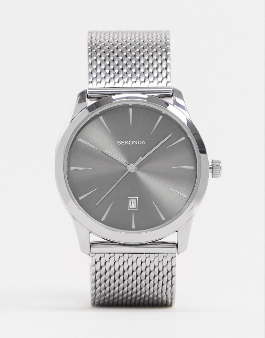 Sekonda mesh watch in silver with grey dial
