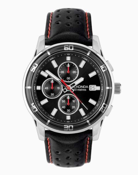 Sekonda Midnight mens 44mm analogue watch in black - view 1