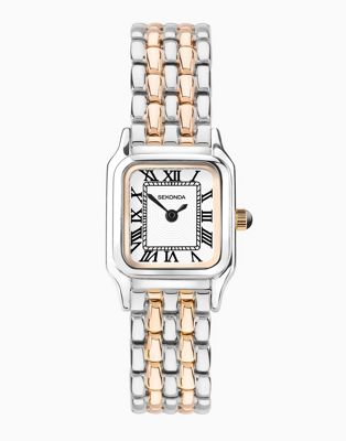Sekonda mixed metal watch in silver and rose gold