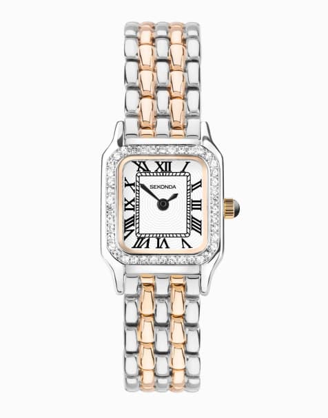 Sekonda - Monica - Orologio a lancette da donna da 20 mm con cassa rettangolare in lega bicolore, cinturino in lega bicolore e quadrante bianco - view 1