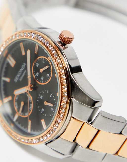 Sekonda - Montre à cadrans multiples avec bracelet à maillons - Argenté et doré, 3 de 4