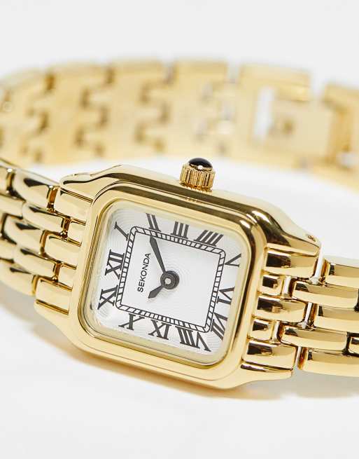 Montre femme carrée dorée hot sale