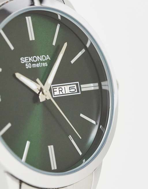 Sekonda - Montre-bracelet pour homme avec cadran vert - Argenté, 2 de 4