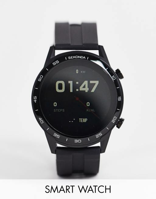 Sekonda Montre homme connect e avec bracelet en silicone Noir