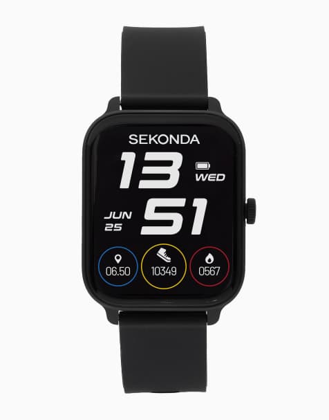 Sekonda Motion go 37mm unisex rectangular black smartwatch watch in black - view 1