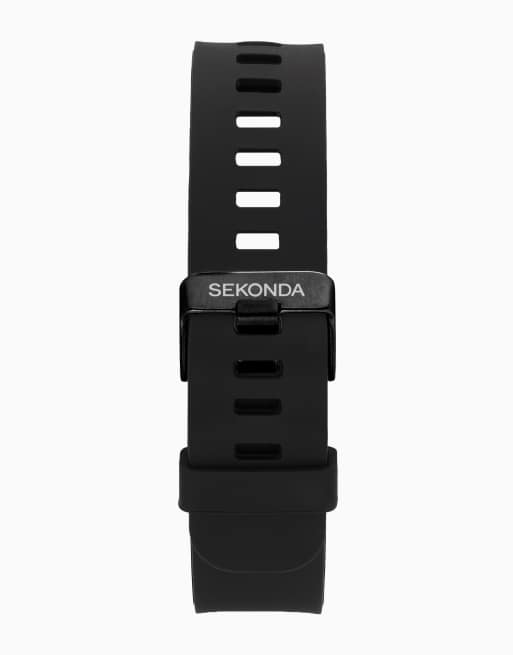 Sekonda Motion go 37mm unisex rectangular black smartwatch watch in black, 3 of 4
